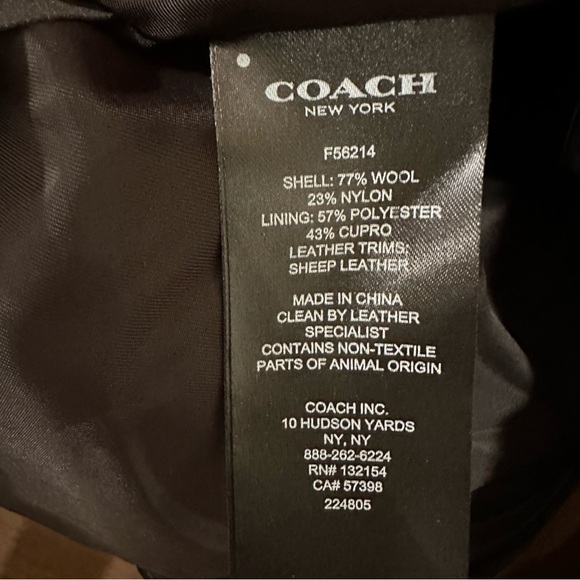 COACH wool and leather camel peacoat LIKE NEW - Picture 16 of 16